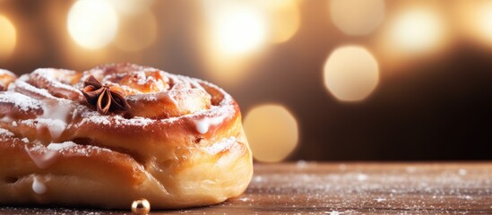 Wall Mural - Pastry with Cinnamon and Icing on Table