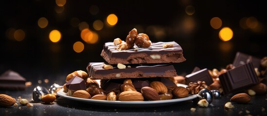 Wall Mural - Plate of assorted chocolates and nuts