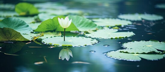 Poster - White blossom thrives in the water