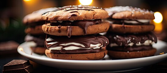 Wall Mural - Stack of cookies with a lit candle