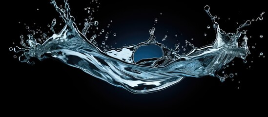Poster - Blue liquid splashes on dark surface