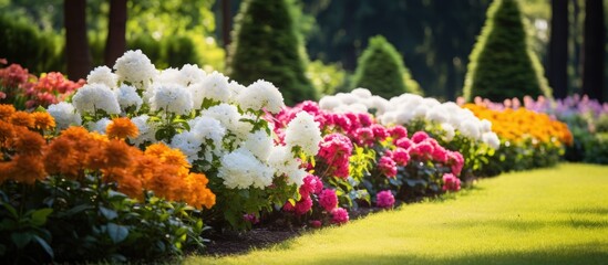 Sticker - A row of blooming garden flowers