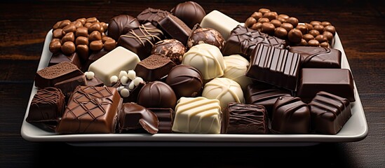 Canvas Print - Various chocolates arranged on a plate