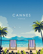 Cannes France travel poster