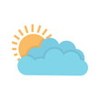 weather forecast icon, seasons clouds label, cloudy, weather forecast on white background, seasons clouds logo, vector artwork
