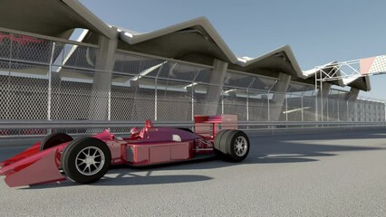 Aufkleber - Super Car Finishing And Winning The Race From Different Cameras. Sports And Car Racing Related 3D Animation.