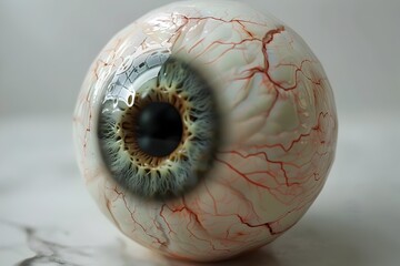 Detailed Anatomy of a Human Eye with Intricate Textured Sclera and Iris