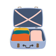 Icons Luggage. Flat Style Summer Travel Suitcase. Suitcases And Backpacks Vector