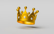 Golden crown hovering over white background