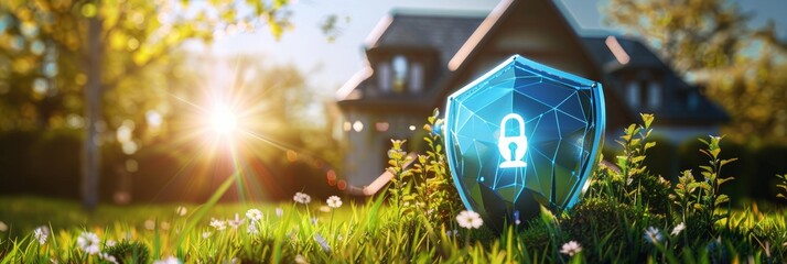 Poster - Residential security: holographic shield and lock.