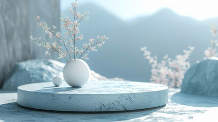 Poster - White Vase With Flowers on Table