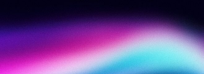 Wall Mural - abstract blue purple pink color wave on black background, grainy noisy banner backdrop design