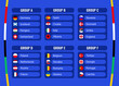 European Football Championship 2024 in Germany.Table of national teams by groups.  Vector illustration