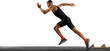 © Lustre Art Group  - Dynamic portrait of young sportsman, professional runner runs up quickly in motion against transparent background. Concept of sport, active and healthy lifestyle, action. Ad. Copy space.