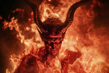 Wall Mural - ai generated portrait of evil supernatural being satans from hell