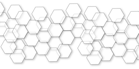 Wall Mural - Abstract white background with hexagon and hexagonal background. Luxury white pattern with hexagons. abstract 3d hexagonal background with shadow. 3D futuristic abstract honeycomb mosaic background.