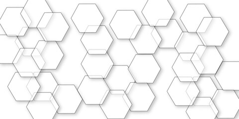 Wall Mural - Abstract white background with hexagon and hexagonal background. Luxury white pattern with hexagons. abstract 3d hexagonal background with shadow. 3D futuristic abstract honeycomb mosaic background.
