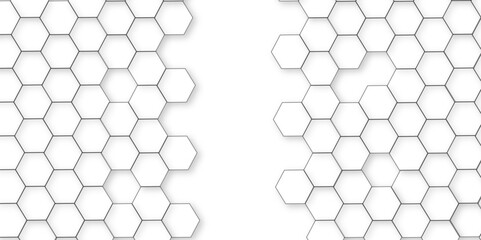 Wall Mural - Abstract white background with hexagon and hexagonal background. Luxury white pattern with hexagons. abstract 3d hexagonal background with shadow. 3D futuristic abstract honeycomb mosaic background.