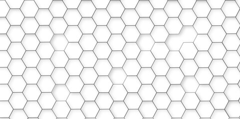 Wall Mural - Abstract white background with hexagon and hexagonal background. Luxury white pattern with hexagons. abstract 3d hexagonal background with shadow. 3D futuristic abstract honeycomb mosaic background.