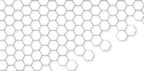 Wall Mural - Abstract white background with hexagon and hexagonal background. Luxury white pattern with hexagons. abstract 3d hexagonal background with shadow. 3D futuristic abstract honeycomb mosaic background.