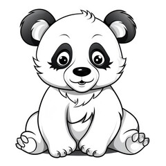 cute panda ink sketch coloring page. bear outline illustration. isolated on white background