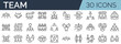 Set of 30 outline icons related to team. Linear icon collection. Editable stroke. Vector illustration