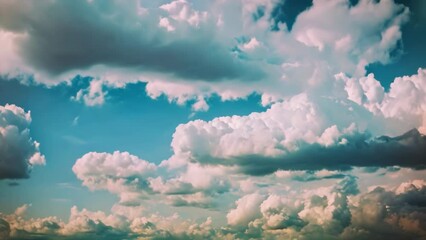 Wall Mural - Blue fantastic clouds, sky and landscape. Gentle colors and with bright lights