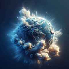 Wall Mural - blue planet in space