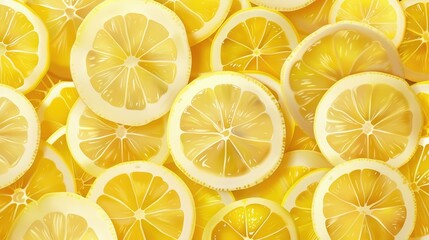 Wall Mural - Lemon slices pattern on a background