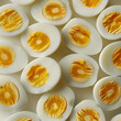 Fondo con detalle y textura de multitud de huevos cocidos con aspecto delicioso