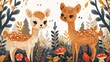 Scandinavian pattern with childlike animals. Texture design with llamas and capybaras. Modern illustration for kids wallpaper, textile, fabric, wrapping in Scandinavian style.