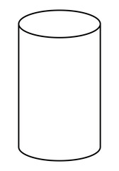 Wall Mural - circular right cylinder shape, black and white vector illustration