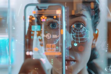 Poster - This image features an abstract tech-oriented background with vibrant hues and light reflections suitable for representing futuristic concepts