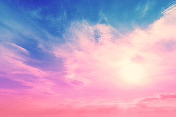 Wall Mural - Colorful cloudy sky at sunset. Gradient color. Sky texture. Abstract nature background