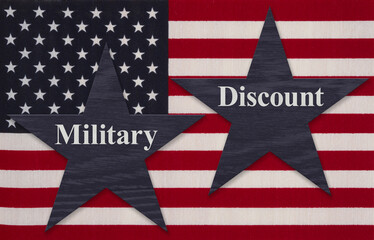 Canvas Print -  Military Discount with US flag with stars and stripe