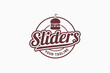 sliders logo with a combination of a slider and beautiful lettering in vintage style for restaurants, cafes, food trucks, etc.