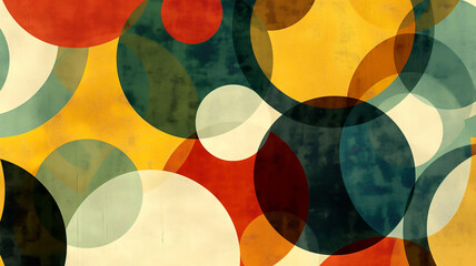 Abstract retro background with circles and geometric shapes in vintage colors