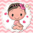 Baby Shower greeting card with Cute Baby girl