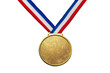 © Igor Link - A real gold medal isolated on free png background with a lot of text area - winner copy space concept