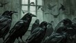 A flock of crows gathers outside a courtroom, cawing in unison and seemingly attempting to provide alibi information for a young man they befriended