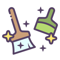 Poster - cleaning with broom and trash scoop icon