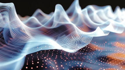 Poster - Stretchy audio waveform. Generative AI.