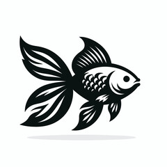 Goldfish silhouette vector illustration White Background