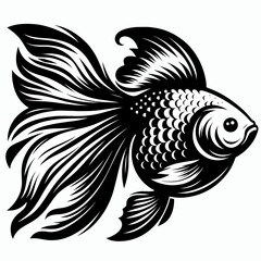 Wall Mural - Goldfish silhouette vector illustration White Background