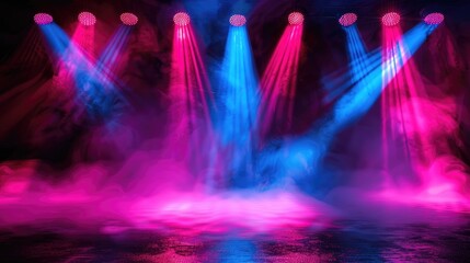 Poster - Colorful Spotlights and Fog on Stage