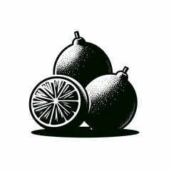 Limes fruit silhouette vector illustration White Background