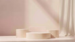 © Immersive Dimension - Empty Multiple Minimalistic 3D Podiums On A Soft Pastel Background For Showcasing Cosmetic Or Wellness Products