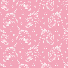 Cute Unicorn Hand Drawn Doodle Seamless Pattern