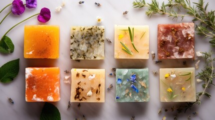 natural organic soap bars with flowers wellness and spa concept