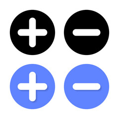 Poster - Plus and minus icon with shadow. Addition and subtraction sign symbol